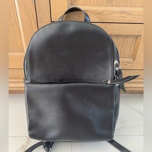 KGB black leather backpack